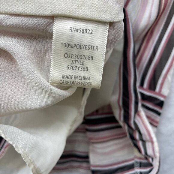 Max Studio Tank Top Women's S Beige Pink Striped V Neck Tie Neck Ruffles Halter - Picture 4 of 9